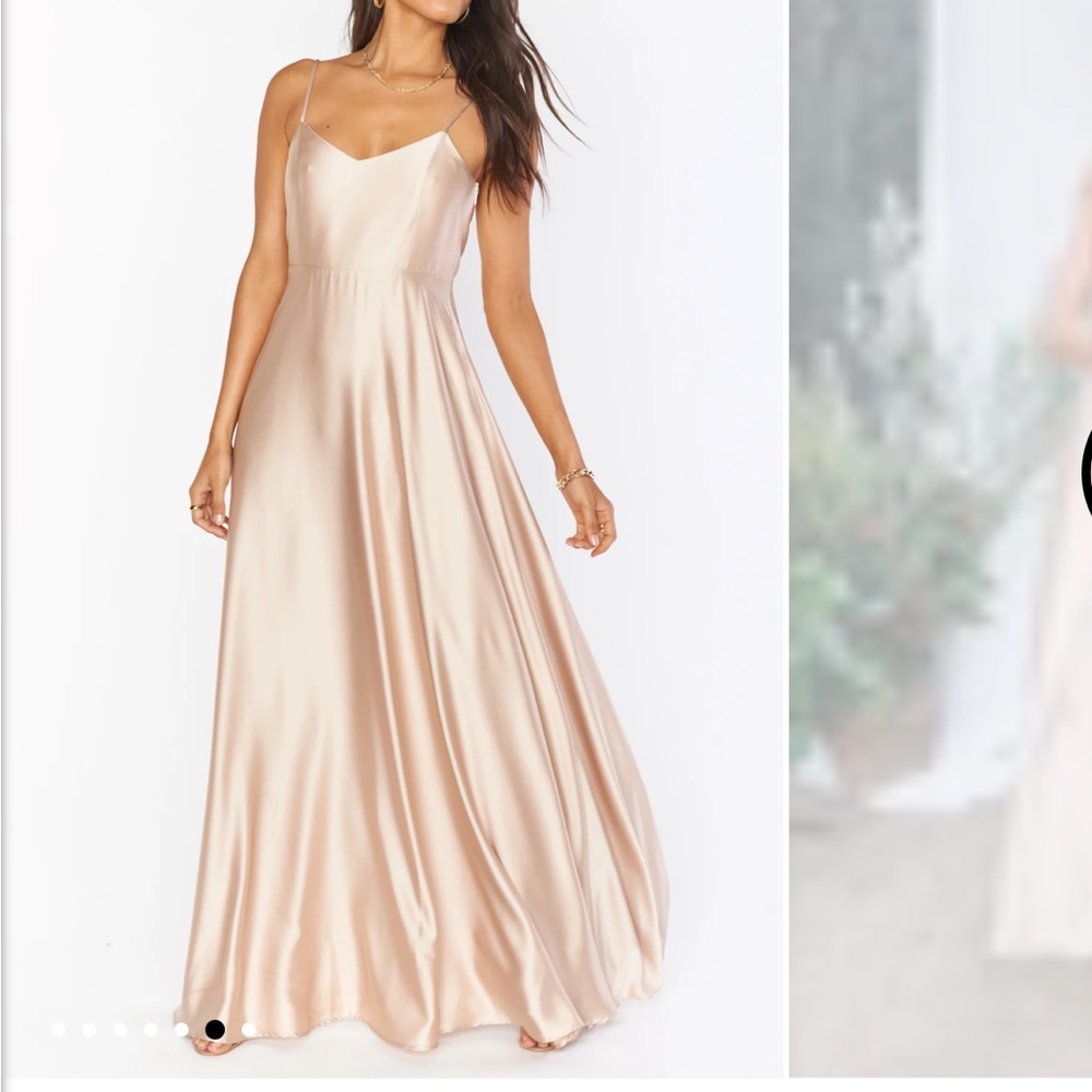 NWT Show Me Your Mumu, Faith Maxi Dress in Champagne Luxe Satin
